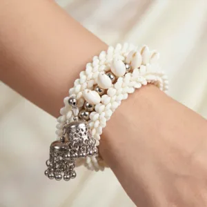 Bracelet Anti-Tarnish Spiral Bracelet Cowrie Jhumka (Adjustable Size)