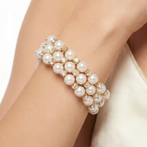 Bracelet Anti-Tarnish Triple-Row Spiral With Gold Spacers (Adjustable Size)