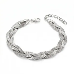 Bracelet Anti-Tarnish Flat Snake Chain Braided (Adjustable Size)
