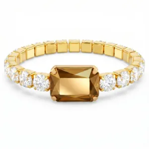 Bracelet Anti-Tarnish Crystal with Opaque Golden Center Stone (Adjustable Size)