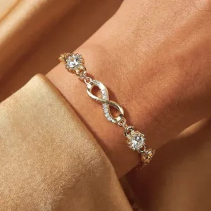 Bracelet Anti-Tarnish Infinity & Crystal Chain (Adjustable Size)