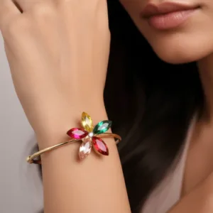Bracelet Anti-Tarnish Multi-Color Flower Bangle (Adjustable Size)
