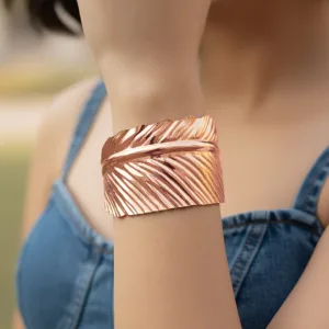 Bracelet Anti-Tarnish Rose Gold Leaf Bangle (Adjustable Size)