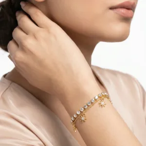 Bracelet Anti-Tarnish Celestial Crystal Layered (Adjustable Size)