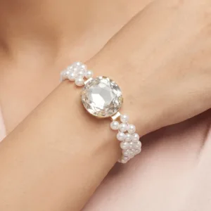 Bracelet Anti-Tarnish Crystal Pearl Woven (Adjustable Size)