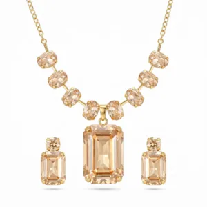 Necklace Anti-Tarnish Gold Plated Premium Crystal Set With Earrings
