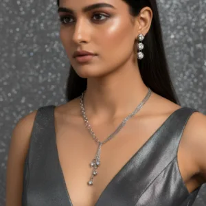 Necklace Anti-Tarnish High Fashion Silver Crystal Necklace Set With Earrings